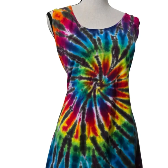 Vibrant Rainbow Tie-Dye Sleeveless Sundress - Picture 2 of 5